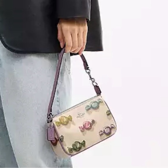 💜🍬Coach NWT Cream Candy Print Nolita 19 Wristlet with Silver Hardware - Picture 4 of 10